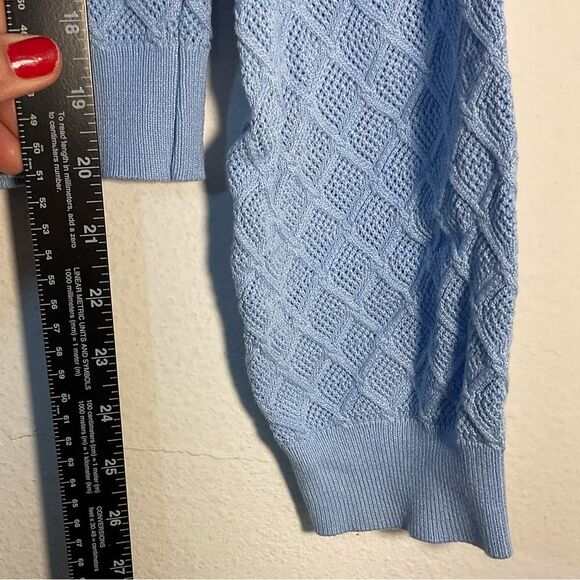 Lizette collection ladies sweater XL BLUE CREAM PEARLS ACADEMIA PREPPY COLLARED - Picture 7 of 10